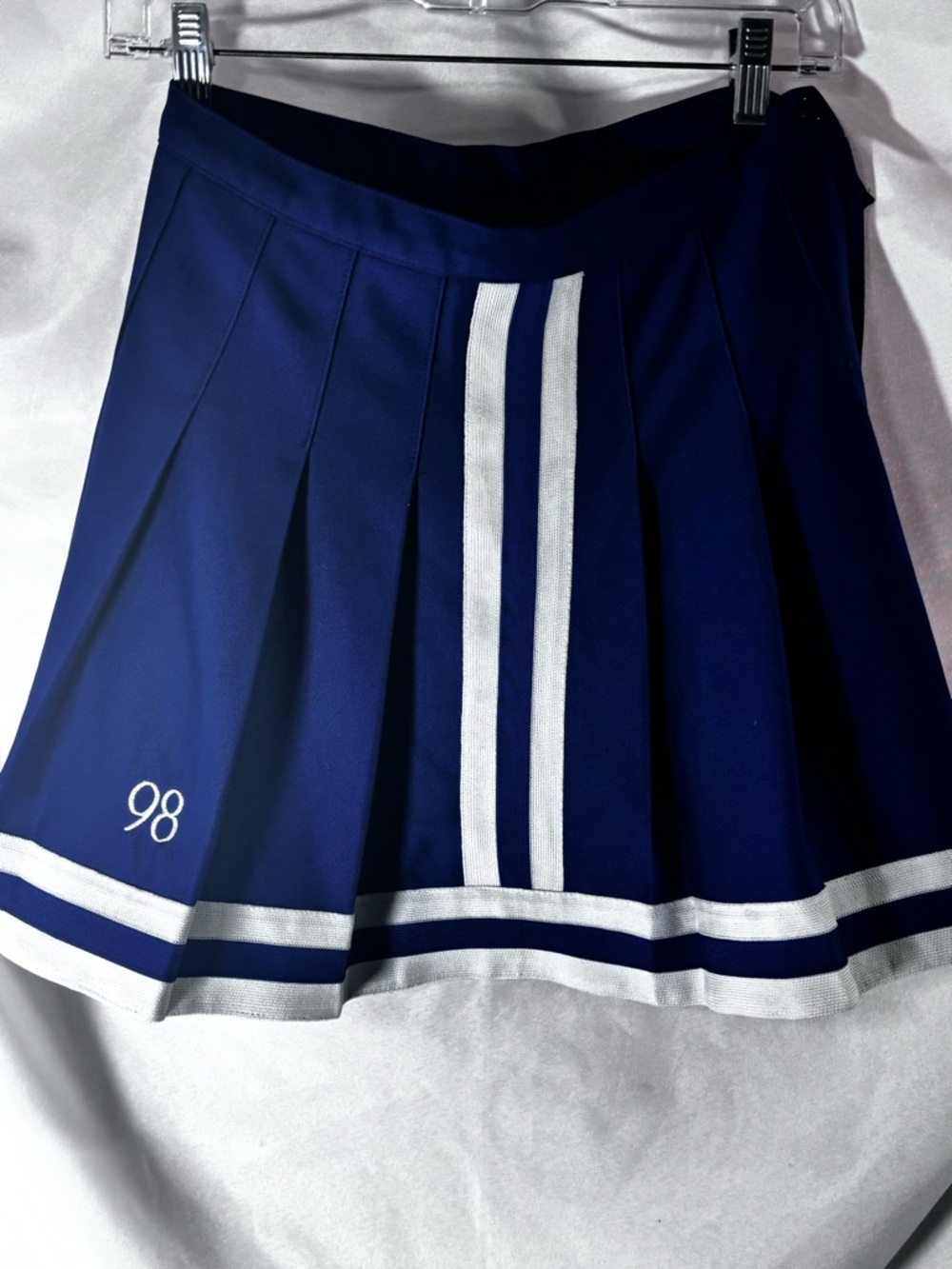Varsity Navy and White Pleated Mini Skirt